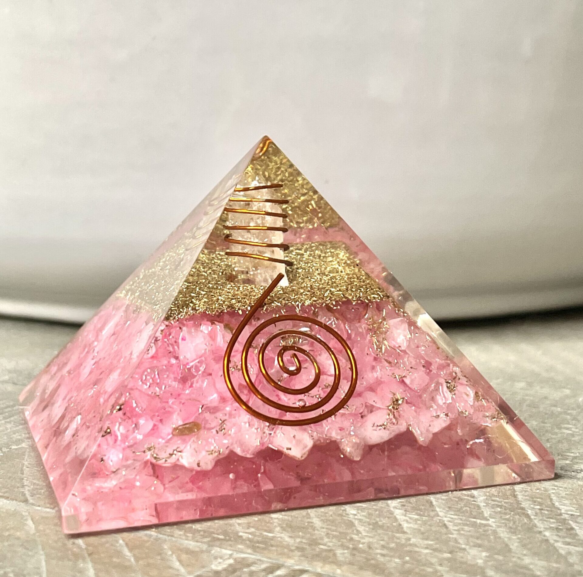 Orgone Rose Quartz with Crystal Point Pyramid - Alpine Crystals